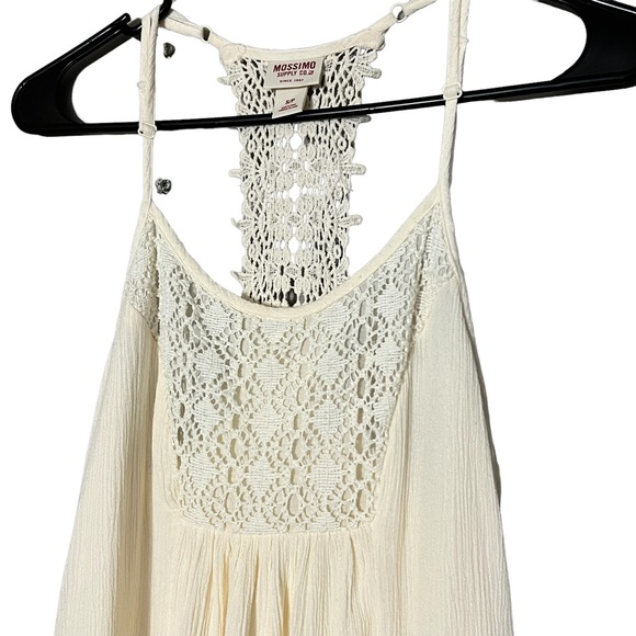Mossimo Women’s Cream Beige Boho Eyelet Embroidered Summer Flowy Mini Dress - Picture 3 of 4